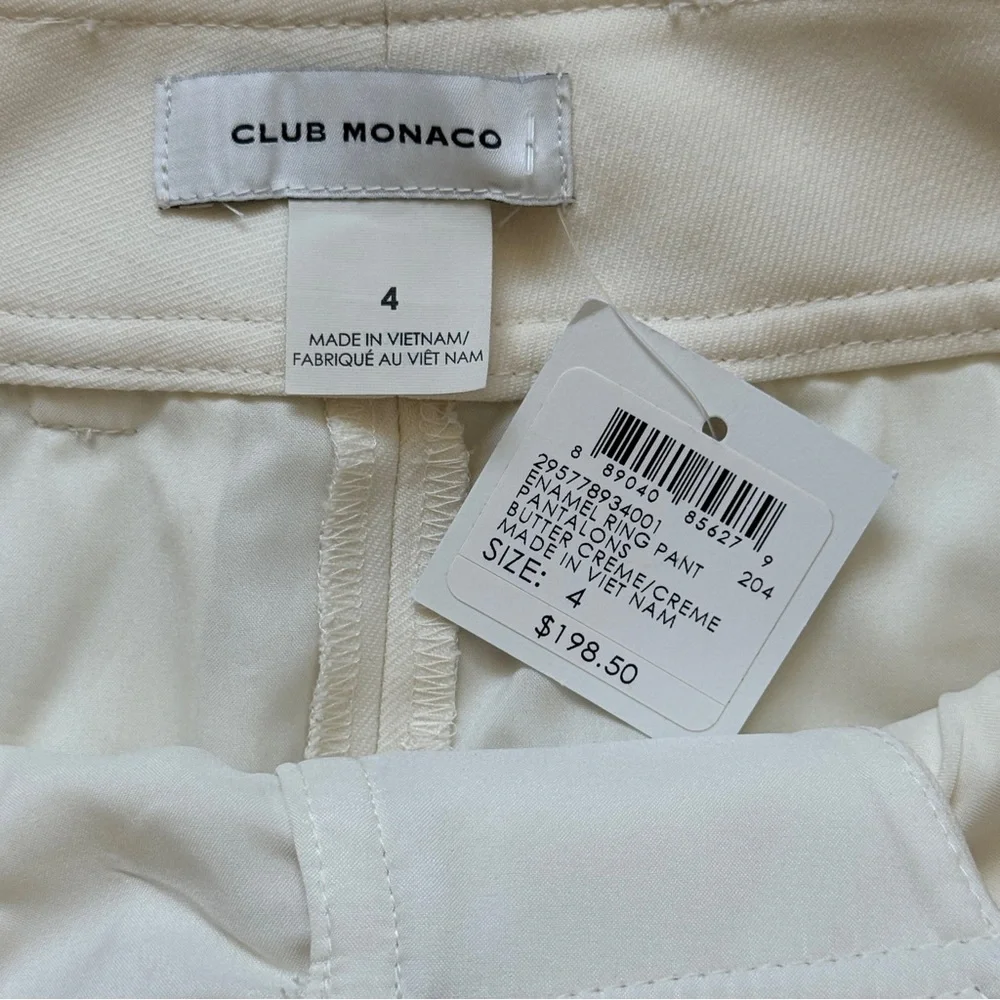 Club Monaco Enamel Ring ButterCream Cropped Women's Pants - Picture 5 of 9